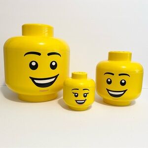 Lego Head Storage Boy Large Medium & Small Container 3 Pieces Nesting Dolls Toy
